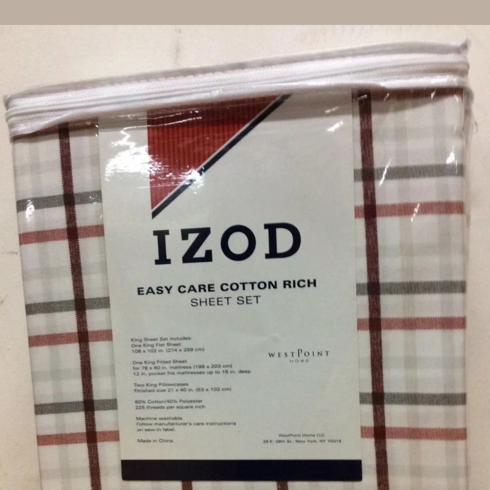 New Izod King size sheet set Carter Plaid - Picture 3 of 3